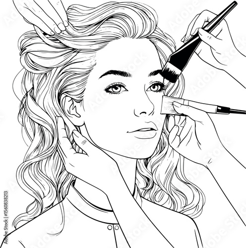Hair Beauty Treatment Professional Salon Procedure Outline - Stylist Hair Care Vector Illustration