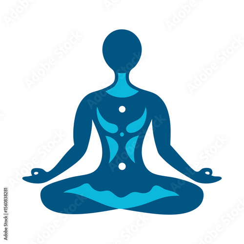 A vector illustration of meditation with internal body organs.
