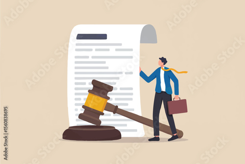 Lawyer with gavel and document isolated on transparent background