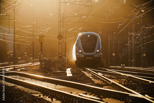 Wallpaper Mural A commuter train on its way to the station Torontodigital.ca