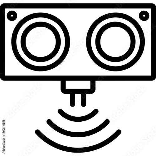 Ultrasonic distance sensor outline icon vector