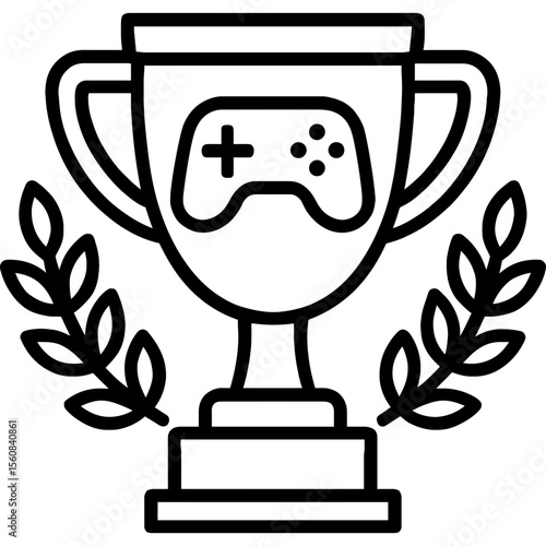 Trophy cup outline icon vector
