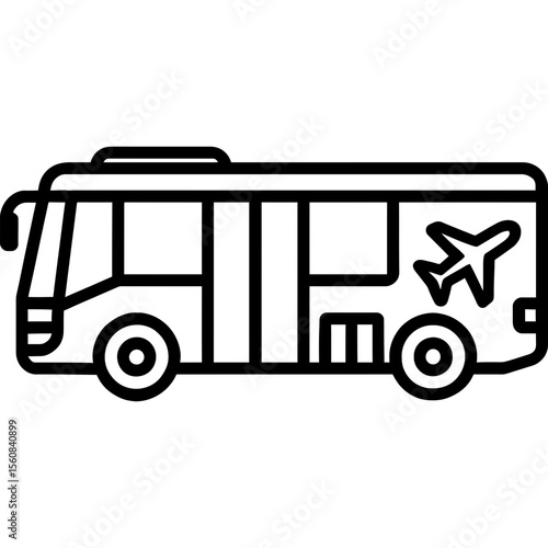 Airport shuttle bus outline icon vector