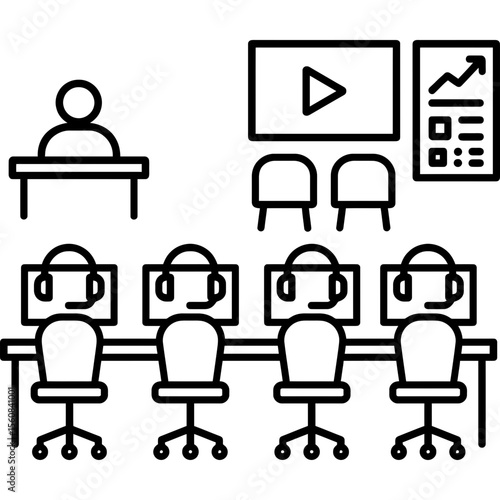 Esports training facility outline icon vector