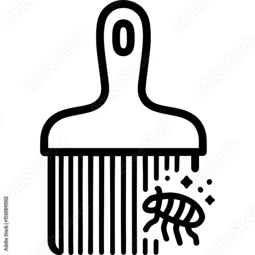 Flea comb outline icon vector