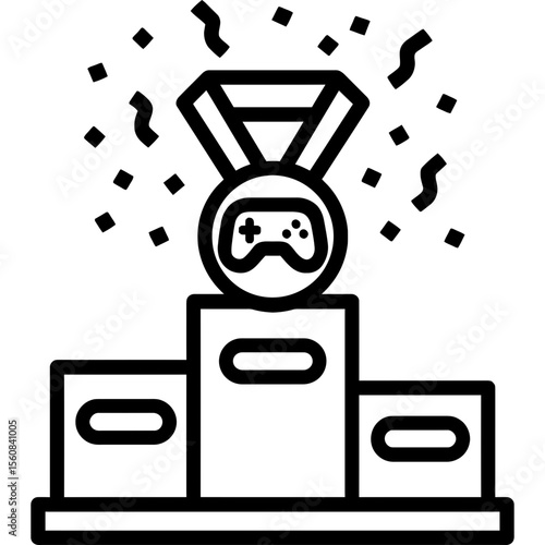 Gaming sponsorship podium outline icon vector