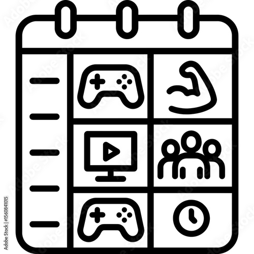 Gaming bootcamp schedule outline icon vector