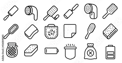 Collection of various items such as a brush, comb, and a jar. The items are all lined up in a row, with some of them being more prominent than others. Scene is one of organization and simplicity