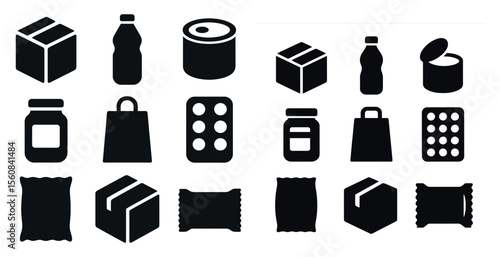 Collection of food and drink items, including a box, a bottle, a can, and a jar