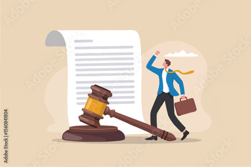 Lawyer with gavel and document isolated on transparent background