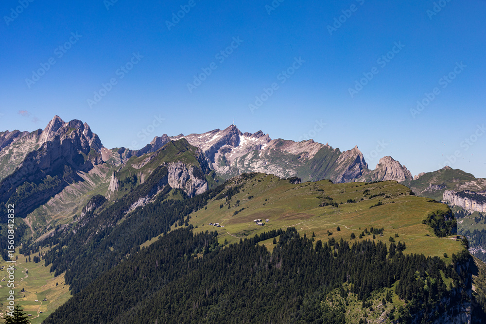Fototapeta premium mountain peak in the swiss alps, Hoher Kasten, switzerland