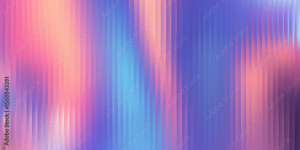 Gradient ripple texture with pink, lilac, and cyan tones. Soft reeded glass distortion, smooth vertical blur, dreamy pastel surface. Vector illustration