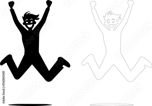 Celebrating Success: Dynamic Jump Illustration


