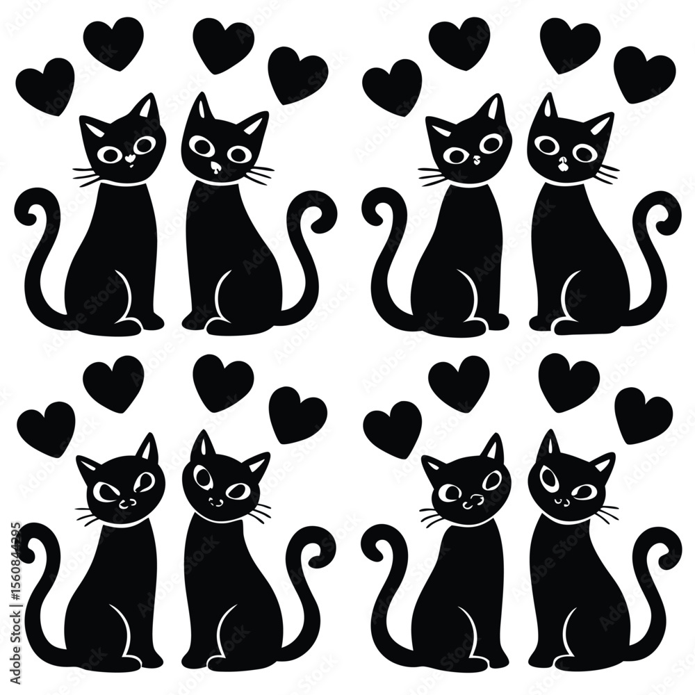 Fototapeta premium Black Cat Love & Romance Silhouettes
