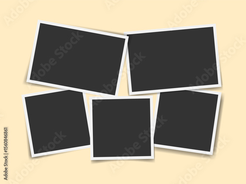 Creative memo and photo frame vector pack. Realistic square and horizontal photo image collage template. Great for DIY decor, social media, scrapbooking