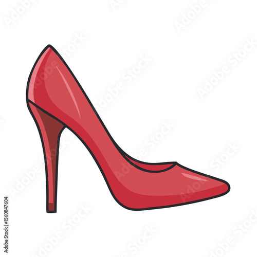 Red High Heel Shoe Icon with Sleek Outline