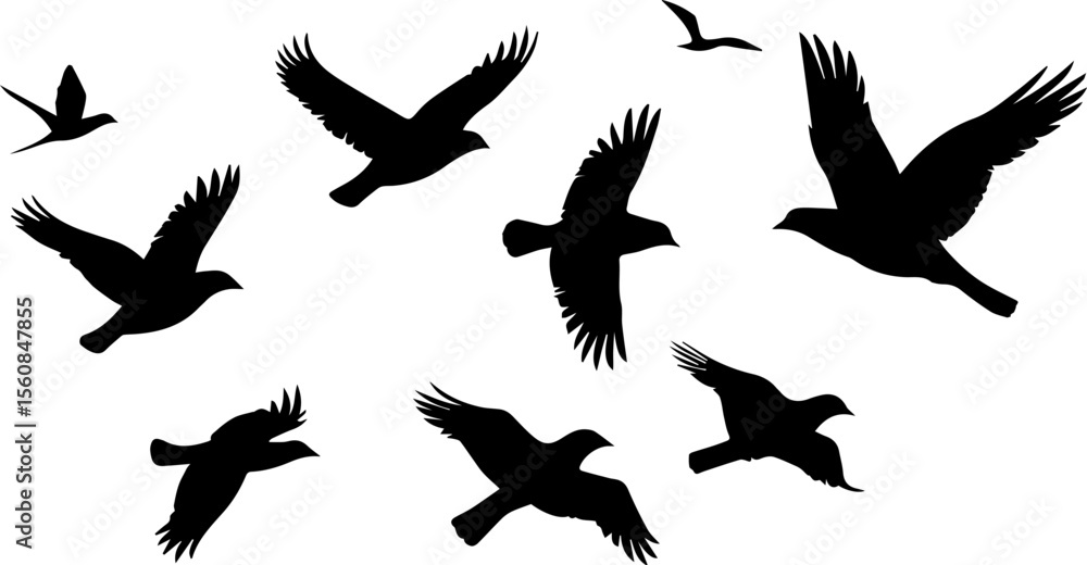 Obraz premium Flock of Birds in Flight Illustration