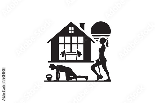 A Home Workout silhouette with a simple, understated design set against a white background 