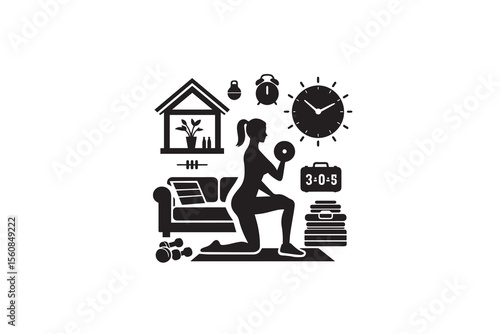 A Home Workout silhouette with a simple, understated design set against a white background 