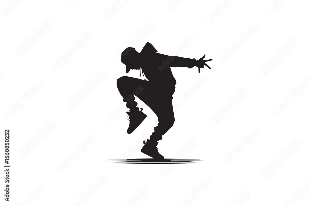 Fototapeta premium A hiphop dancer silhouette with a simple, understated design set against a white background 
