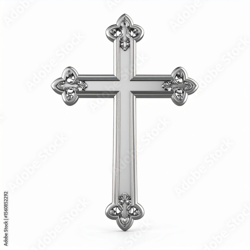 silver cross on white background