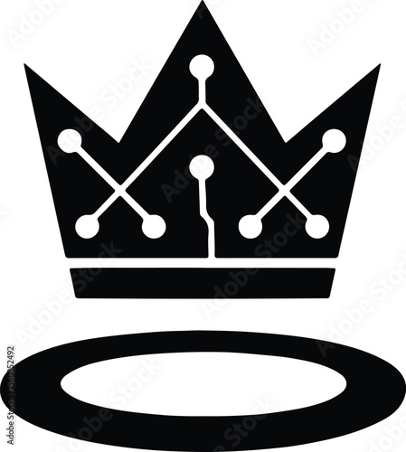 Silhouette tech crown digital circuit royalty vector illustrator