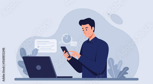 a man sitting at a desk using a laptop