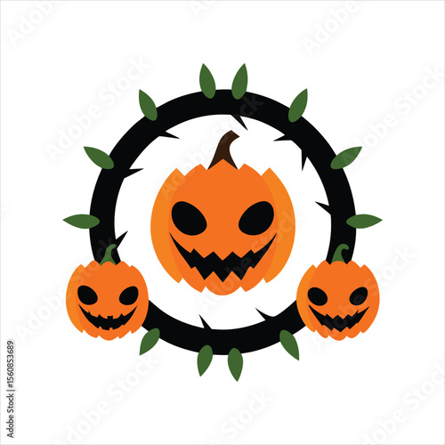 Scary Halloween Pumpkin Vector Illustration
