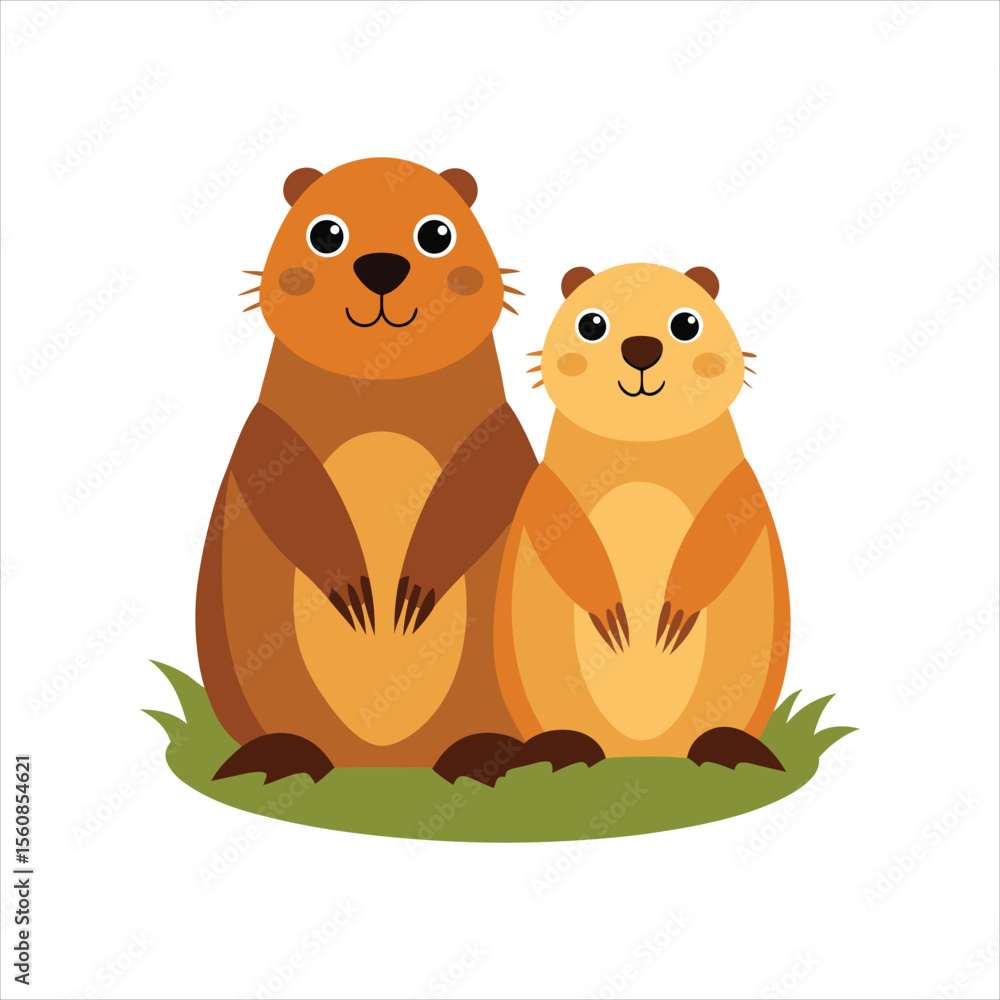 Naklejka premium Wild Prairie Dogs Couple Design Isolated Vector