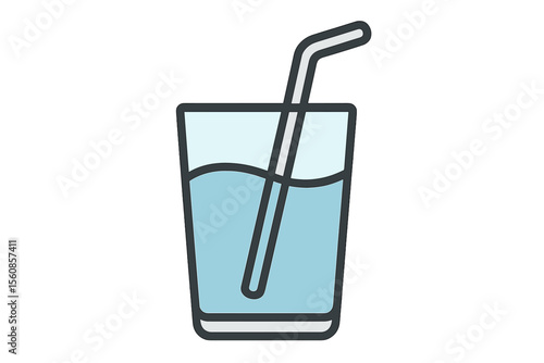 illustration of a reusable drinking glass straw isolated on a white background, a  vector image