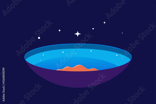 surreal starry sky morphing into water inside pit