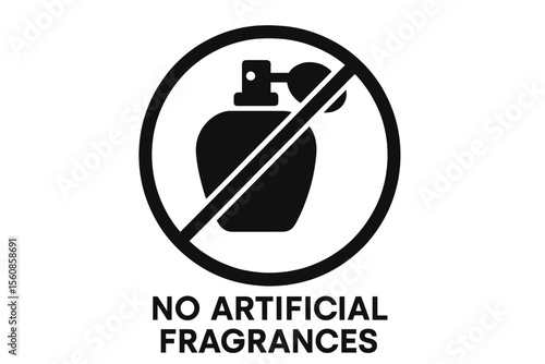 Chemical free pictogram, natural cosmetic product label sign, perfume bottle emblem, no artificial fragrances glyph black icon for web page, mobile app, UI UX GUI design element