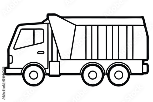 Outlined Dump Truck Illustration Heavy Construction Vehicle for Coloring Pages and Activity Books
