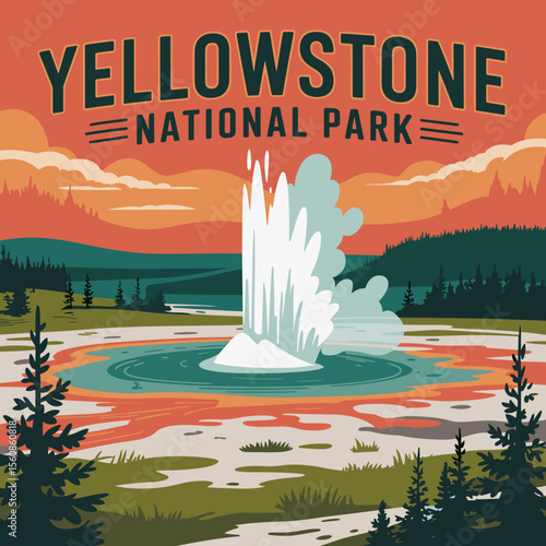 Yellowstone National Park Old Faithful Eruption Poster
