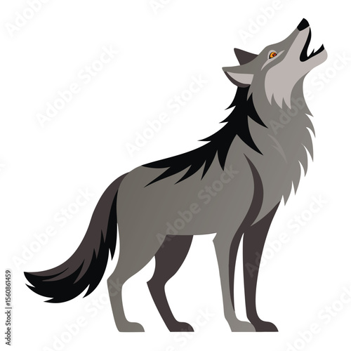 Howling Wolf Vector Illustration ? Cartoon, Clipart and Line Art Design for Printables 1.eps