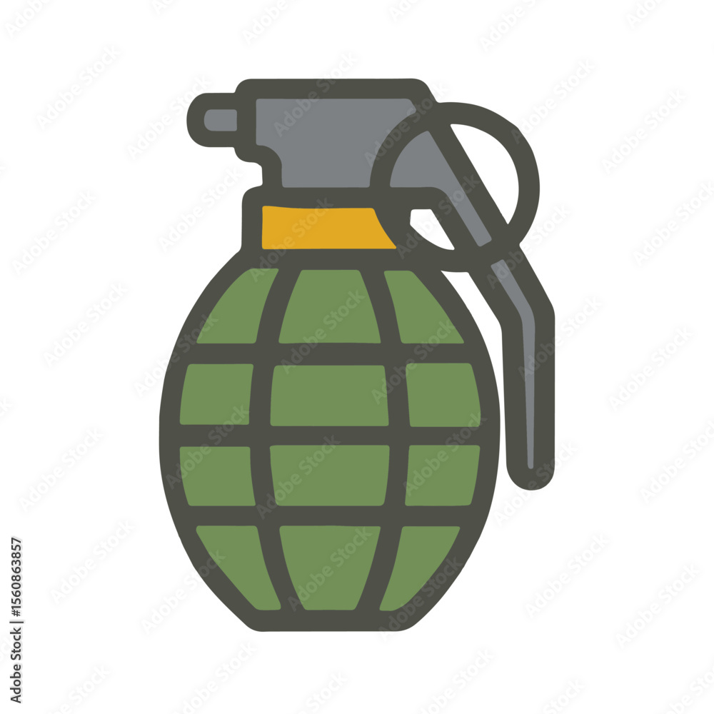 Fototapeta premium Cartoon grenade icon on white background Vector image weapon