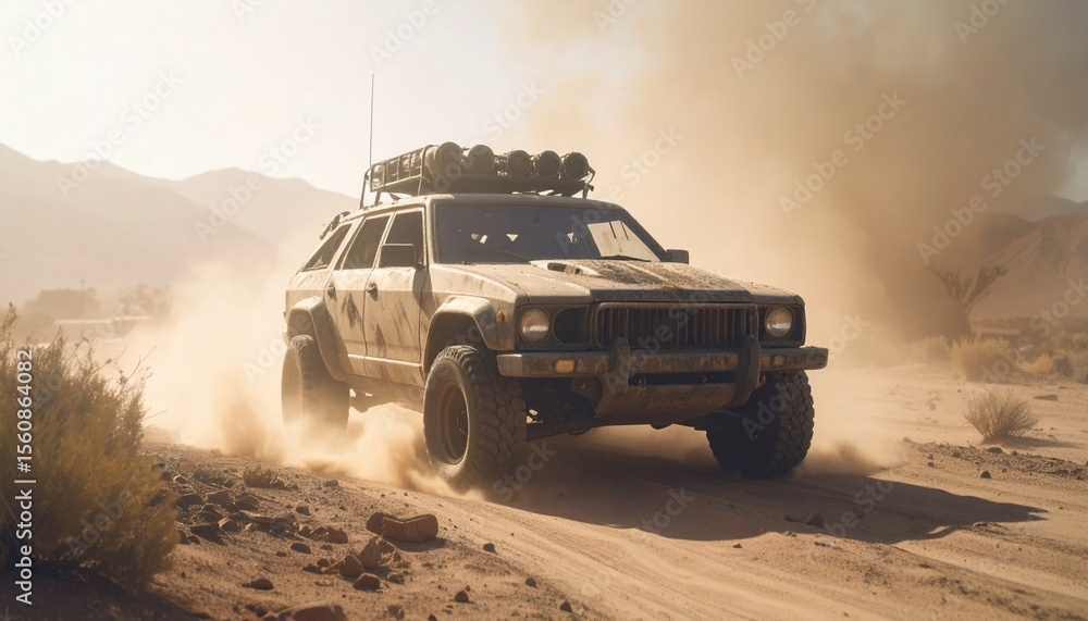 Obraz premium Post apocalyptic armored car with roof rack 