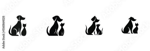 Set of dog and cat logo or symbol variations for veterinary clinic