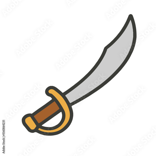 Cartoon saber icon on white background
Vector image weapon