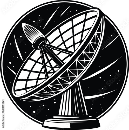 Satellite Antenna Silhouette Vector