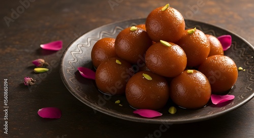 Gulab jamun on a plate.