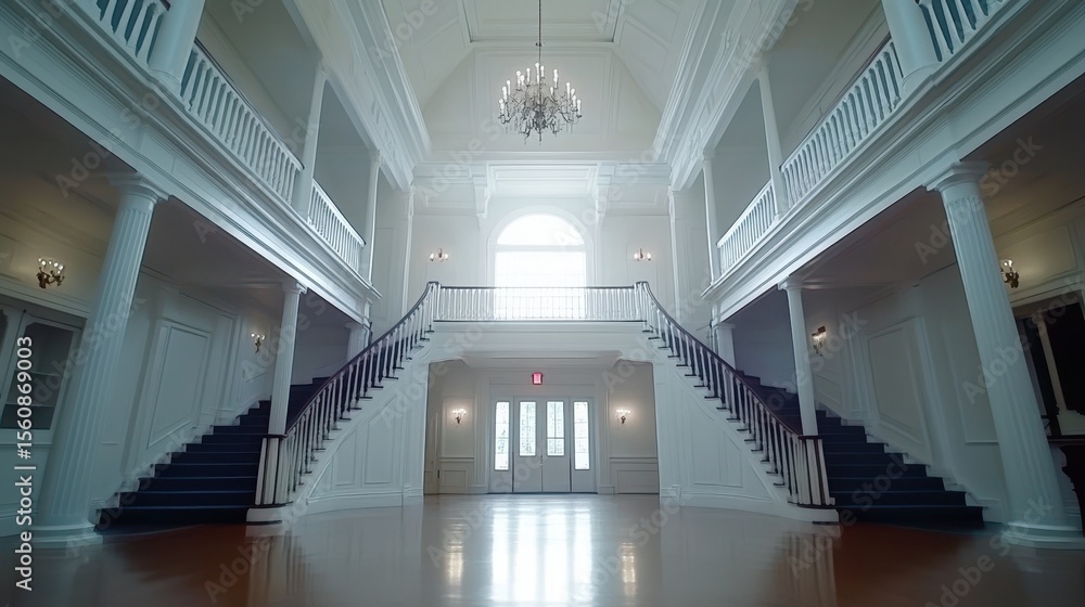 Obraz premium Grand, opulent staircase in a stately mansion.