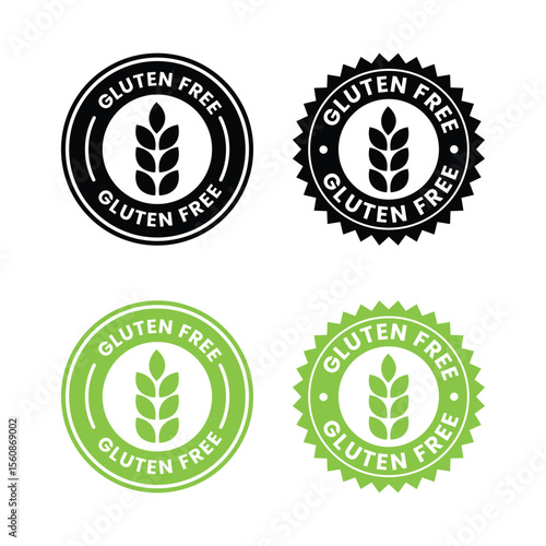 Best gluten free label or gluten free stamp vector isolated in flat style. Gluten free label vector for product packaging design element. Simple gluten free stamp for packaging design element.