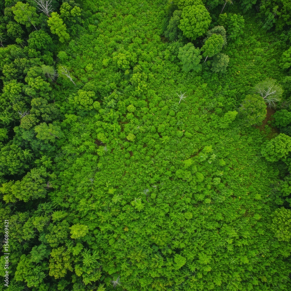 Naklejka premium Aerial View of Lush Green Forest Canopy