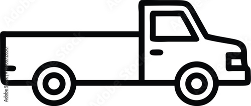 Line art icon of a pickup truck with an open tailgate isolated on transparent background