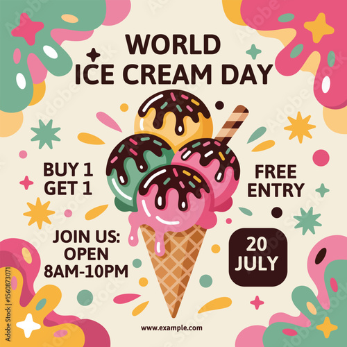 World ice cream day flyer poster template design art