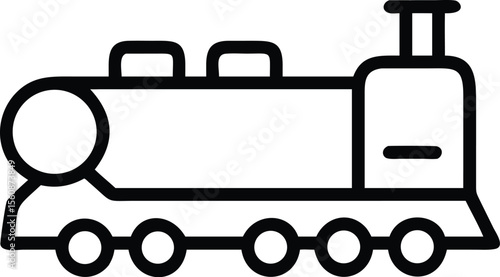 Outline illustration of a train engine in side view isolated on transparent background