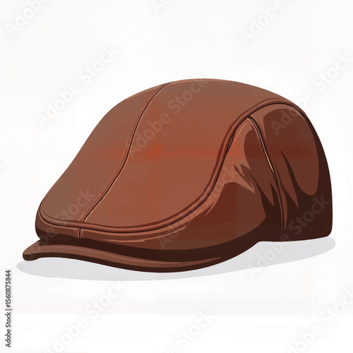 Stylish brown corduroy cap illustration on white background, fashion trend