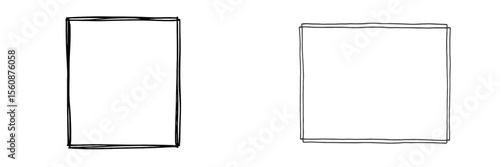 Empty rectangular frames displayed side by side on a white background in a simple artistic design