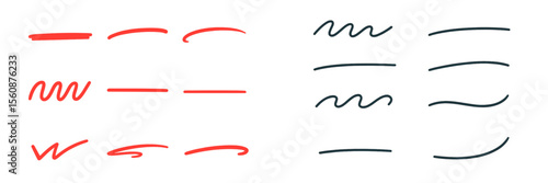 Various line styles showcasing artistic techniques for drawing and design applications in a minimalist setup